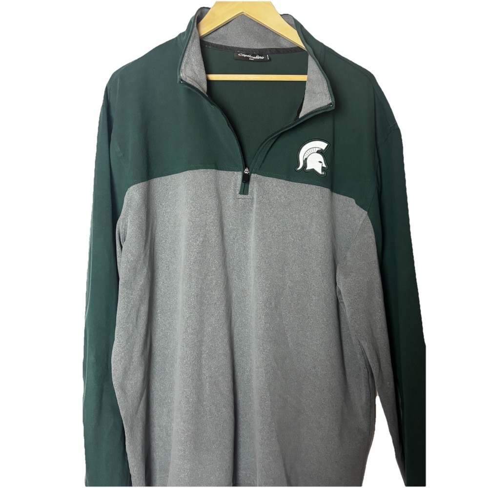 Michigan State‎ Spartans MSU Green 1/4 Zip Fleece Jacket Men's 2XL NCAA